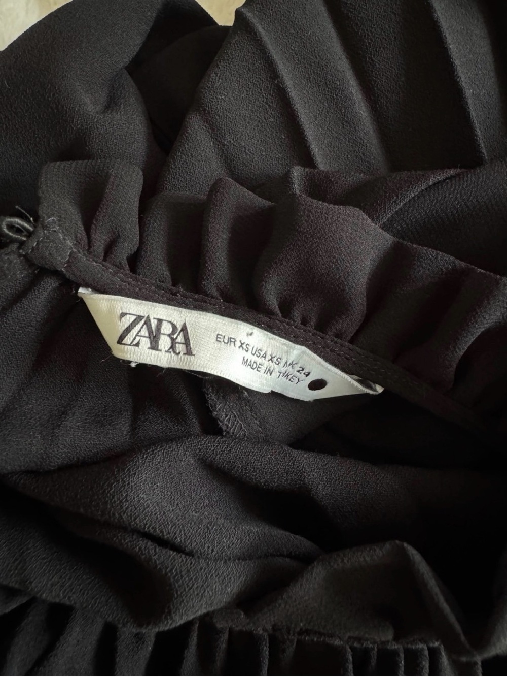 NEW ZARA women’s black pleated long sleeve chiffon above knee mini dress size XS - Picture 2 of 2